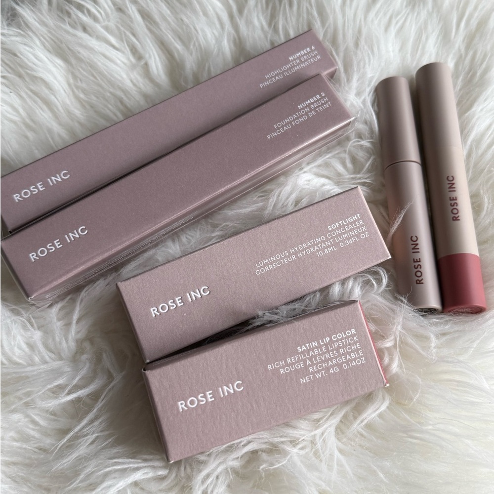 Rose Inc Makeup and Brushes with pouch